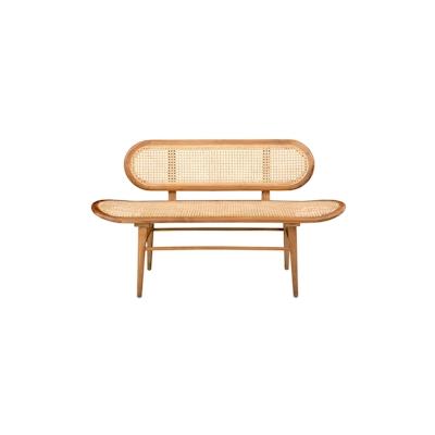 SIT Möbel Bank groß | Sitz- und Rückenfläche Rattan | Rahmen-Gestell Teak-Holz naturfarben | B 141 x T 50 x H 81 cm |053