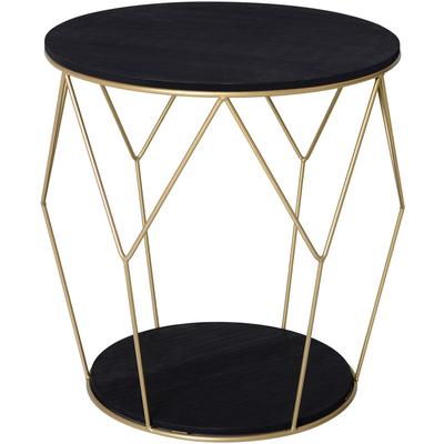 Homcom - Table basse ronde design style art déco ø 45 x 48H cm mdf noir métal doré - Noir