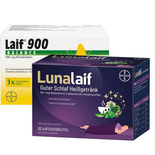 Laif 900 Balance Filmtabletten + Lunalaif Guter Schlaf Heißgetränk Beutel 1 St Set