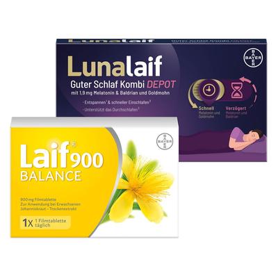 Laif 900 Balance Filmtabletten + Lunalaif Guter Schlaf Heißgetränk Beutel 1 St Set Image