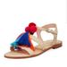 Kate Spade Shoes | Kate Spade Pom Pom Tassel Sandals | Color: Cream/Tan | Size: 8