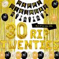 Black Gold Rip to My 20s 30th Birthday Decorations for Women or Men Funny Thirty Birthday Party Supplies for 30 Birthday Funeral Themed Birthday Party Happy Birthday Banner