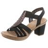 Sandalette RIEKER, Damen, Gr. 41, schwarz, Nubuklederimitat, unifarben, elegant, Schuhe, Sommerschuh, Sandale, Plateauabsatz, mit Strass-Steinchen verziert, Topseller