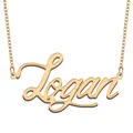 Logan-Collier avec Nom Personnalisé pour Femme Bijoux en Acier Inoxydable Plaqué Or Pendentif avec