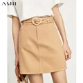 Amii – jupes minimalistes d'été pour femmes Mini jupes en jean taille haute ceintures