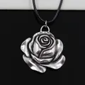 Collier pendentif tibétain couleur argent nouvelle mode fleur Rose ras du cou cordon en cuir