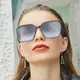 Feishini – lunettes de soleil carrées pour femmes marque de luxe Protection UV surdimensionnées