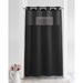 Latitude Run® Honeycomb Waffle Weave Shower Curtain w/ Snap-In Fabric Liner, Mesh Window Cotton Blend in Black/Brown | 80 H x 54 W in | Wayfair