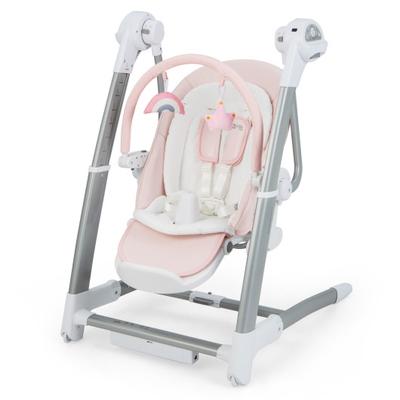 Costway Baby Folding High Chair with 8 Adjustable Heights and 5 Recline Backrest-Pink