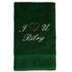 Personalised Hand Towel / Bath Towel Embroidery I Love U Name - 100% Ringspun Cotton
