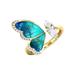 YUEHAO Rings Brystal Buterfly Ring Buterfly Ring Diamond Ring Gift Ring Peacock Shape Peacock Ring Diamond Ring Big Diamond Ring D