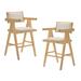 Modrest Fern Modern Natural and Beige Bar Stool (Set of 2)