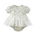 Jean Jumper Dress for Girls Shorts Kids Tulle Lace Mesh Baby Floral Dress Romper Princess Casual Sleeve Girls Girls Dress&Skirt