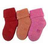LLS 6 Pairs Pack Children Cashmere Wool Socks Plain 0M-6M (Rose Orange Red)