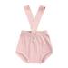 YWDJ 3 Months-3 Years Boys Girls 2 Piece Outfit Set Toddler Two-buckle Bag Fart Pants Overalls Pants Pink 3-6 Months