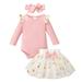 Girls Outfit Baby Girl Outfit Romper Sweatshirt Tutu Skirts Headband 3Pcs Clothes