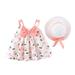 YWDJ 0-3years Toddler Kids Girl Summer Bow Print Suspender Dress With Hat Pink 2-3 Years