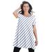 Plus Size Women's Scoopneck Swing Ultimate Tunic by Roaman's in White Bias Stripe (Size 26/28) Long Shirt