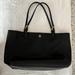 Tory Burch Bags | Large Black Leather Tory Burch Tote Bag | Color: Black/Gold | Size: Os