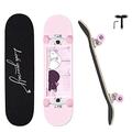 Anime Skateboards for Girls，Pink Complete Standard Skateboard, 31" X 8" Maple Double Kick Concave Skate Boards for Beginners/Kids/Youths/Teens Adult，Cute cat Skateboard (cat Skateboard)