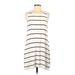 BB Dakota Casual Dress - Mini Scoop Neck Sleeveless: White Stripes Dresses - Women's Size Medium