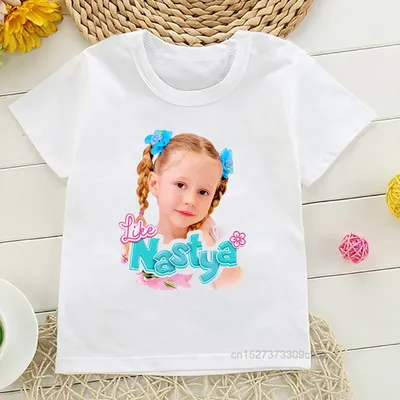 T-shirt imprimé de dessin animé Nastya pour filles design fantaisie mignon vêtements pour
