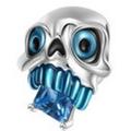 Charms Anhänger kompatibel für Pandora 925 Sterling Silber Totenkopf blau