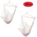 2Pcs Hammock Chair Swing Seat Hanging Rope Net Chair Porch Outdoor Patio Beige