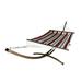 Petra Leisure 15 Ft. Indoor/Outdoor Heavy Duty Textured Bronze Steel Arc Hammock Stand & Premium Quilted Hammock Bed w/Pillow.(Elegant Red/White Stripe)