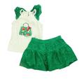 Pre-owned Mayoral Girls White | Green Apparel Sets size: 4T