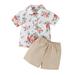 Summer Toddler Baby Boy Clothes Set Short Sleeve Button Down Floral Shirt Tops Casual Shorts Outfits 12-18M