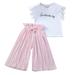 Girls Baby Tops+Ruffle Shirt Pants Outfits Loose T Letter Kids Children Girls Outfits&Set Rainbow Baby Girl Clothes