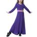 cllios Muslim Long Dress Medium Big Girls Long Sleeve V Neck Colorblock Dress