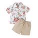 HESHENG Toddler Sister & Brother Matching Clothes Set Baby Boys Girls Floral Backless Romper Bodysuit T-shirt and Shorts Set 12-18M