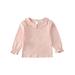 Peyakidsaa 1-7Y Kids Baby Girls Casual Lovely T-shirt Tops Cotton Long Sleeve Ruffle Blouse Blouse Pullovers