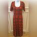 Lularoe Dresses | Lularoe Maxi Dress X-Small Burnt Orange Striped Short Sleeve | Color: Orange | Size: Xs