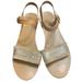 J. Crew Shoes | J Crew Raffia Fringe Sandals Ankle Strap Tan & Silver -Read | Color: Silver/Tan | Size: 10