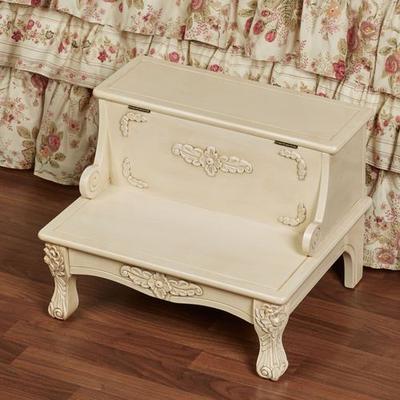 Viviana Wooden Bed Steps Antique Ivory , Antique Ivory