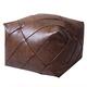 W&X Bean Bag Chair,Modern Footrest Pouf Cover Storage Solution,Square Ottoman Resting Foot Stool,Premium Leather Pouf Unstuffed Moroccan Pouffe-Brown 48x48x38cm(19x19x15inch)