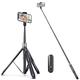 ATUMTEK 65" Selfie Stick Tripod, All in One Extendable Phone Tripod Stand with Bluetooth Remote 360° Rotation for iPhone and Android Phone Selfies, Video Recording, Vlogging, Live Streaming, Black