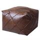 W&X Bean Bag Chair,Modern Footrest Pouf Cover Storage Solution,Square Ottoman Resting Foot Stool,Premium Leather Pouf Unstuffed Moroccan Pouffe-Brown 48x48x38cm(19x19x15inch)