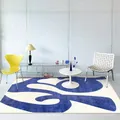 Tapis de salon de grande surface abstrait bleu conception d'art chambre à coucher simple IG