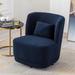 Barrel Chair - Ivy Bronx Caraviello 25.98" W Swivel Barrel Chair in Blue/Brown | 28.35 H x 25.98 W x 29.53 D in | Wayfair