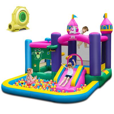 Gymax Inflatable Unicorn-themed Bounce House 6-in-1 Kids Bounce Castle