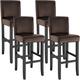 Tectake - Lot de 4 chaises de bar - lot de 4 tabourets de bar, tabourets, chaises haute bar - marron