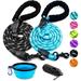 LOBEVE 2-Pack Reflective Dog Leash Set with Padded Handles for Medium to Large Dogs - Includes Collapsible Pet Bowl and Garbage Bags for Convenient On-the-Go Use(1/2 x 5 FT Blue)