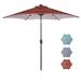 CoSoTower Outdoor Patio 8.7-Feet Market Table Umbrella With Push Button Tilt And Crank Red Stripes With 24 LED Lights[Umbrella Base Is Not Included]