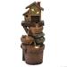 LuxenHome 29.1 H Bowls and Birdhouse Resin Outdoor Fountain with LED Lights