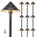 Gardenreet Brass Low Voltage Pathway Lights 12V Outdoor LED Landscape Path Lights(Umbrella) for Walkway Driveway Garden Yard with 3W 2700K Warm White LED G4 Bulb(10 Pack)
