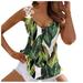 REORIAFEE Sleeveless Tops for Women Dressy Fashion Print Vest V Neck Sleeveless Blouse Lace Suspenders Tops Going out Sweatshirt Green S